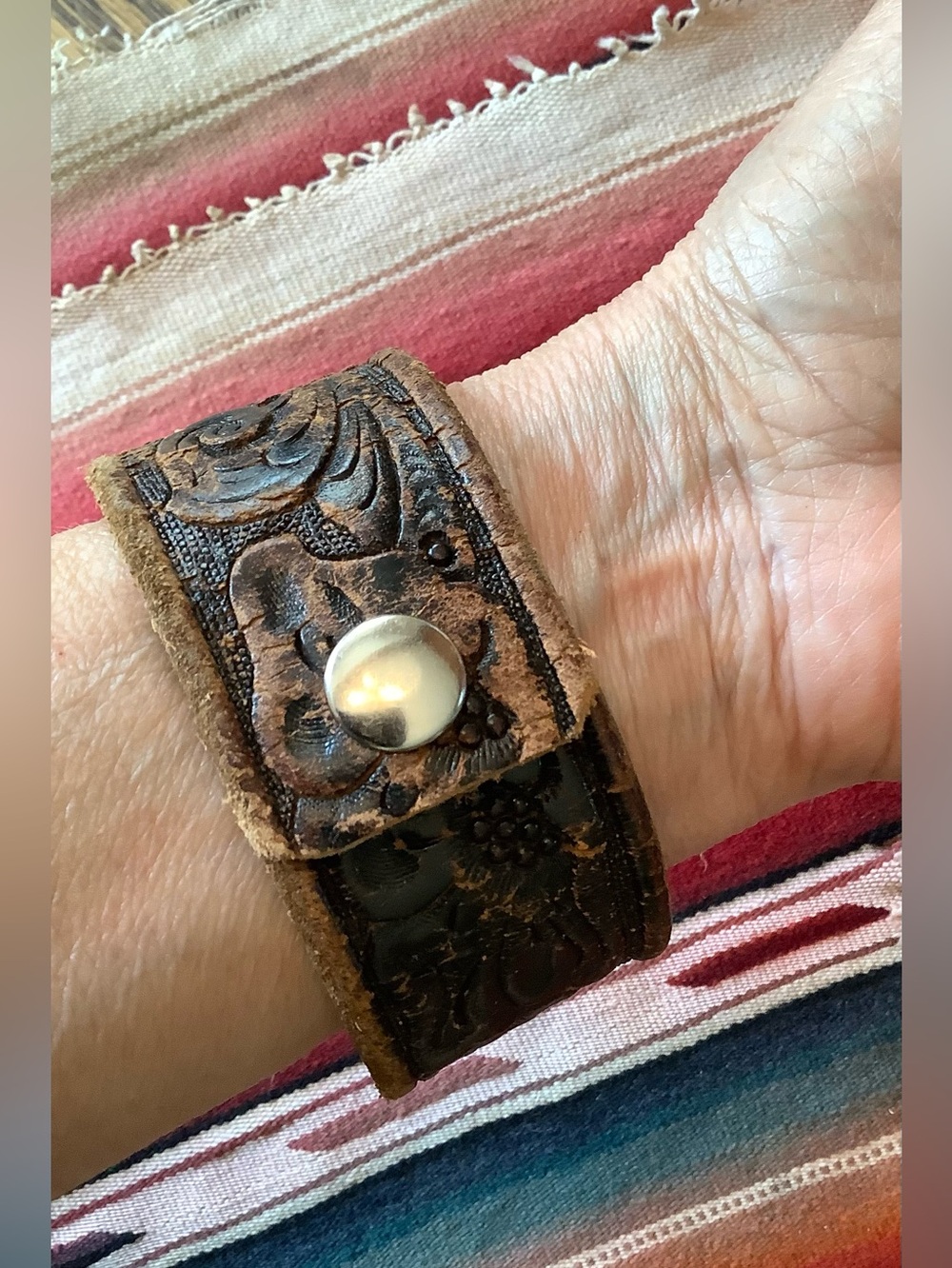Thunderbird leather bracelet, up to 7” wrist - Picture 6 of 10